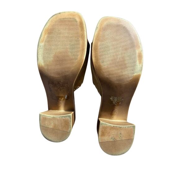 Mila Paoli Made in Italy Women’s 9 / EU 40 Tan Suede Leather Block Heel Slides - Picture 5 of 5